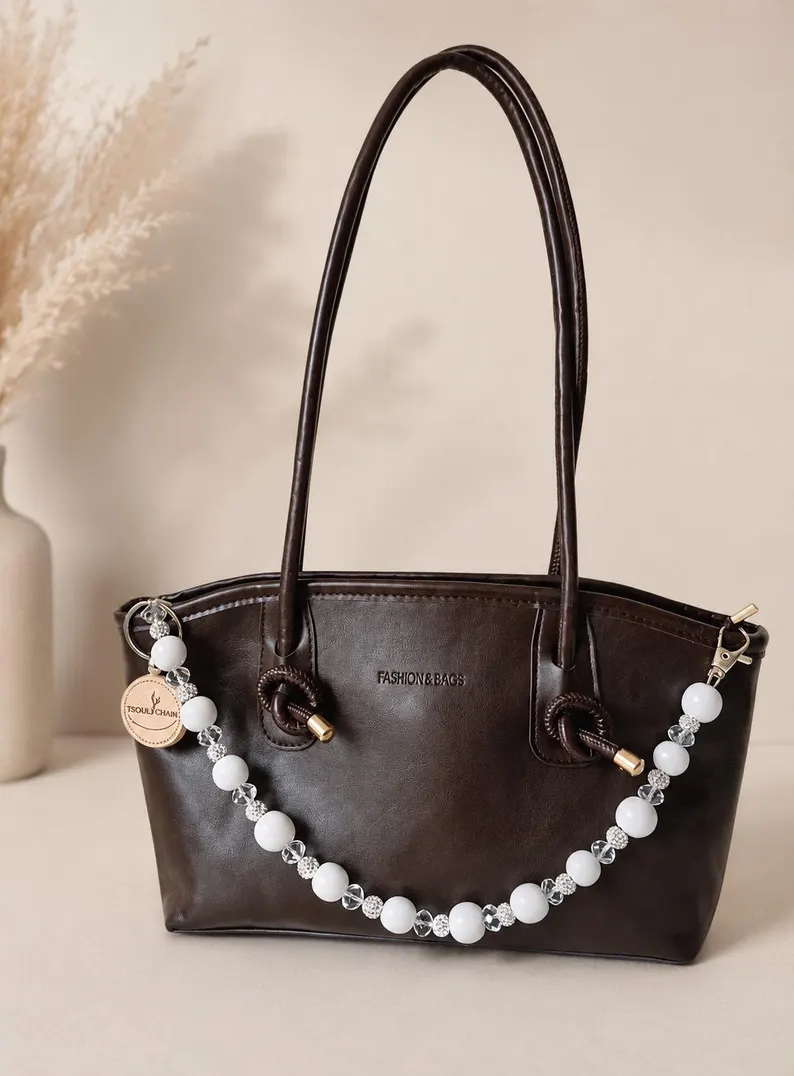 Alba Pure Weiße Perlen Taschenkette – Elegante Aesthetic Bag Chain, handgemachtes Geschenk für Frauen – Bild 2