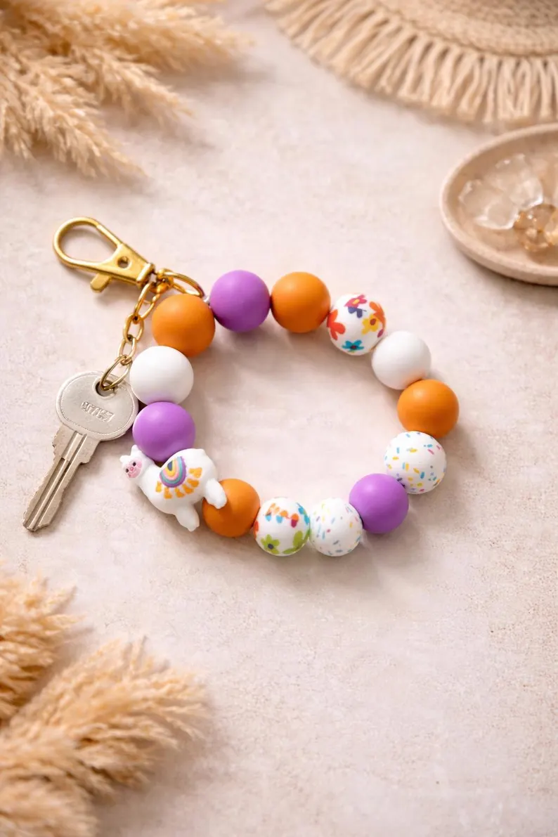 Alpaka Kawaii Schlüsselanhänger – Cute Handmade Rainbow Bag Charm, Süßer Keyring Geschenk für Kinder & Alpaka‑Fans – Bild 2