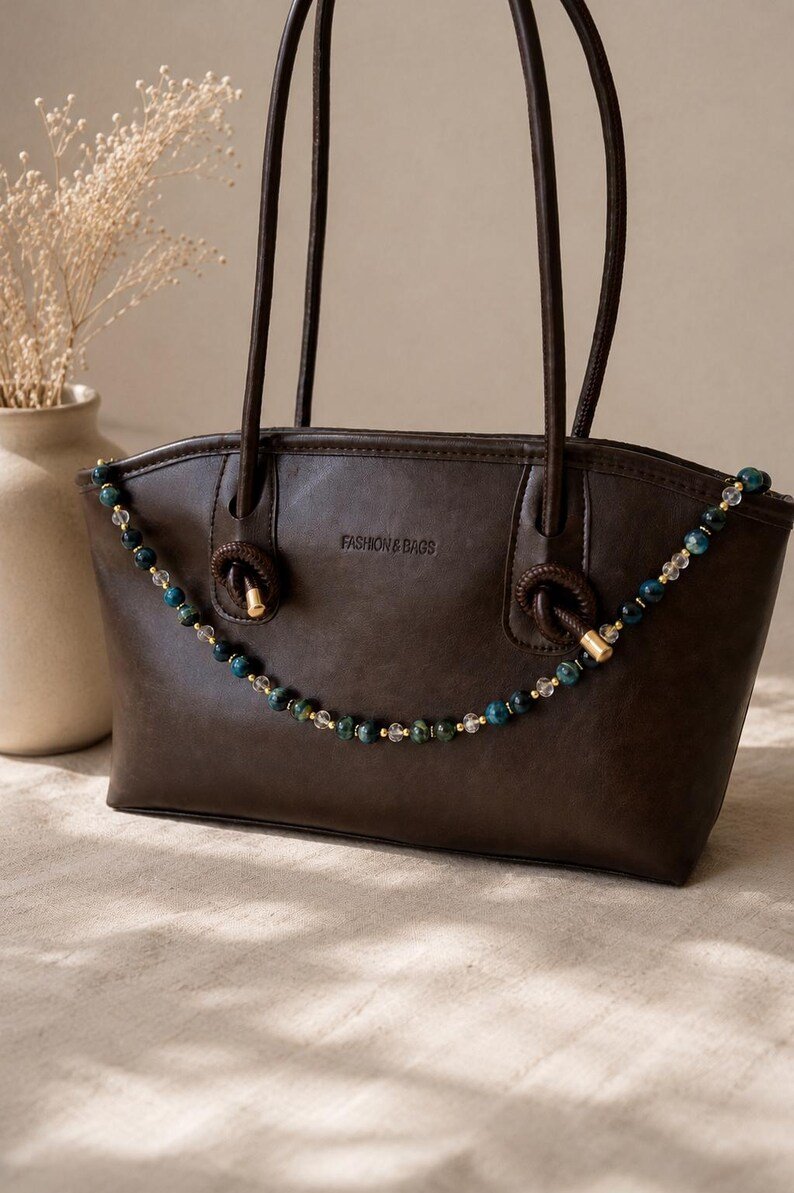 Aura Blue Blaue Taschenkette aus Perlen – Elegante handgemachte Bag Chain für Handtaschen – Bild 3