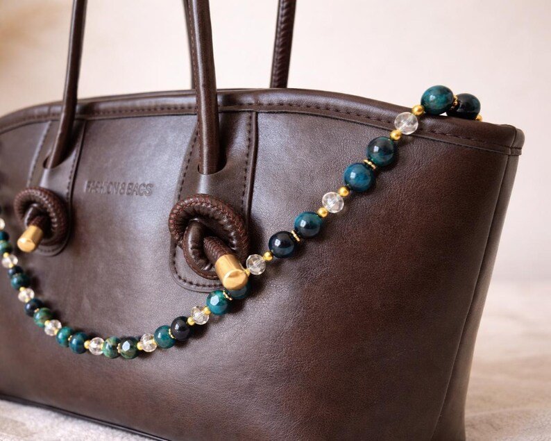 Aura Blue Blaue Taschenkette aus Perlen – Elegante handgemachte Bag Chain für Handtaschen – Bild 5