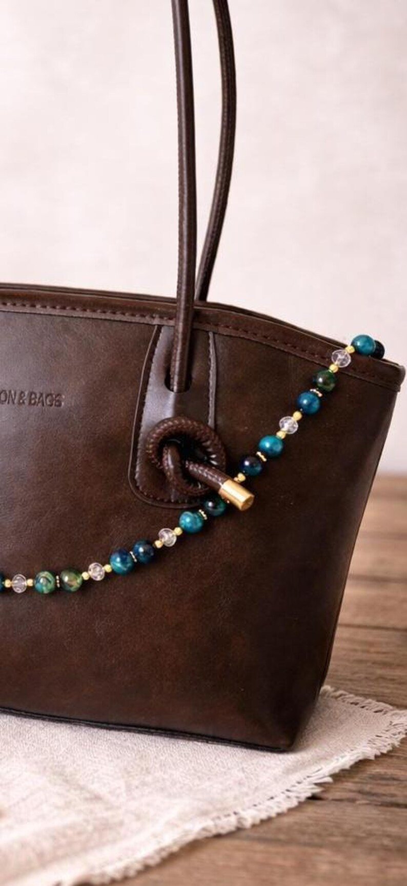 Aura Blue Blaue Taschenkette aus Perlen – Elegante handgemachte Bag Chain für Handtaschen – Bild 6