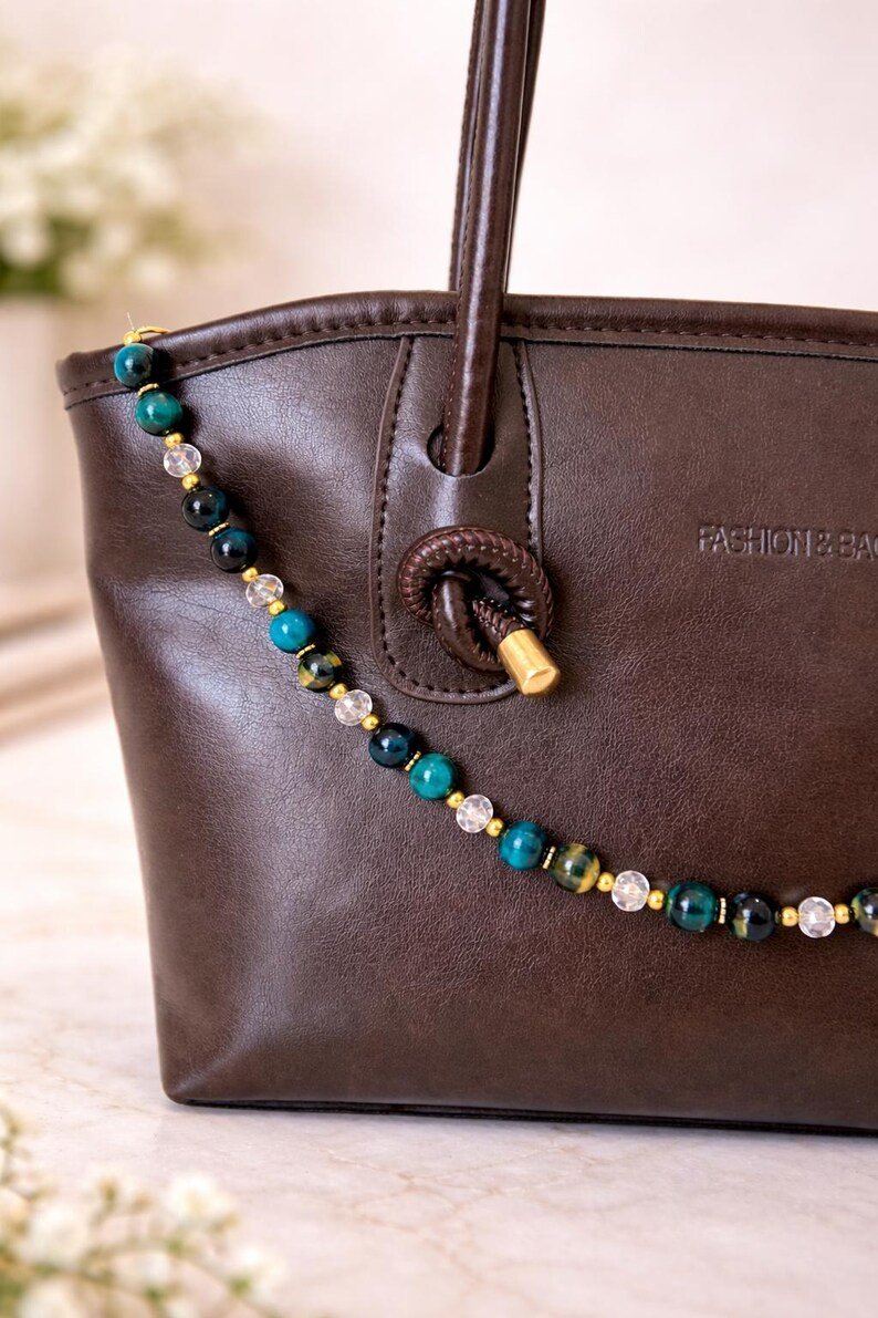 Aura Blue Blaue Taschenkette aus Perlen – Elegante handgemachte Bag Chain für Handtaschen – Bild 7