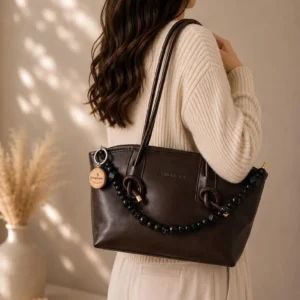 Black Whisper Schwarze Taschenkette Perlen – Handmade Boho Aesthetic Bag Chain, elegant & Geschenk für Frauen