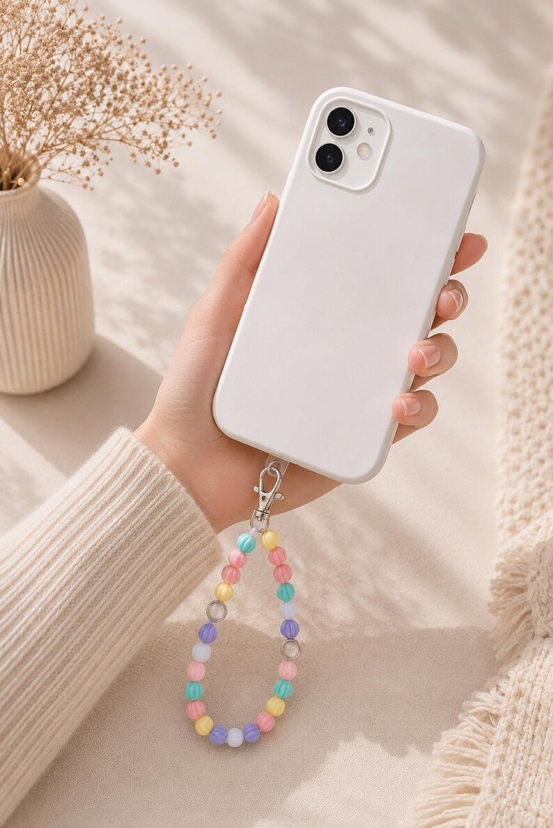Bunte Pastell Perlen Handykette – Colorful Bubble Phone Charm Y2K Aesthetic Handyband Geschenk für Frauen – Bild 2