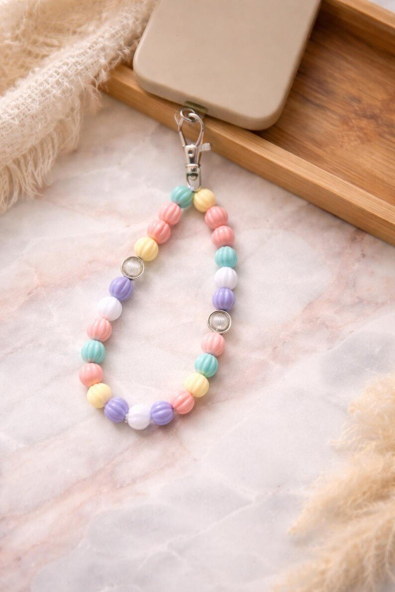 Bunte Pastell Perlen Handykette – Colorful Bubble Phone Charm Y2K Aesthetic Handyband Geschenk für Frauen – Bild 4