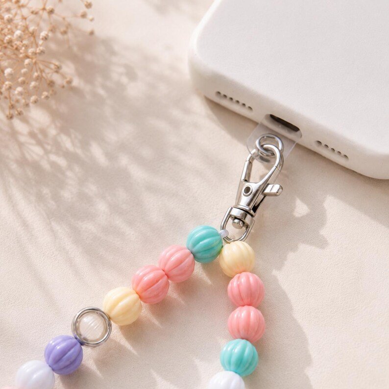 Bunte Pastell Perlen Handykette – Colorful Bubble Phone Charm Y2K Aesthetic Handyband Geschenk für Frauen – Bild 5