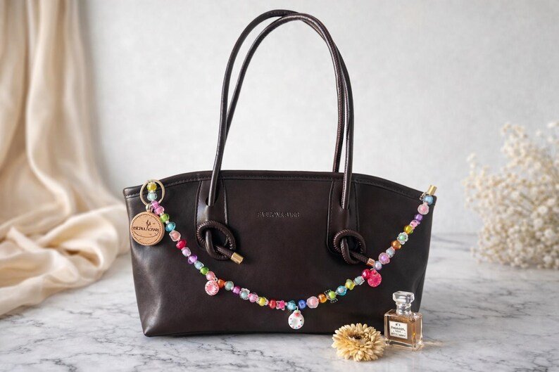 Candy Chain Bunte Boho Perlentaschenkette – Handmade, Aesthetic Taschenanhänger & Geschenk für Frauen – Bild 2