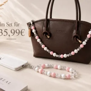 Cotton Candy Glam Pink Pearl Phone Strap & Bag Charm Set – Handmade Y2K Aesthetic Set - Geschenk für Frauen