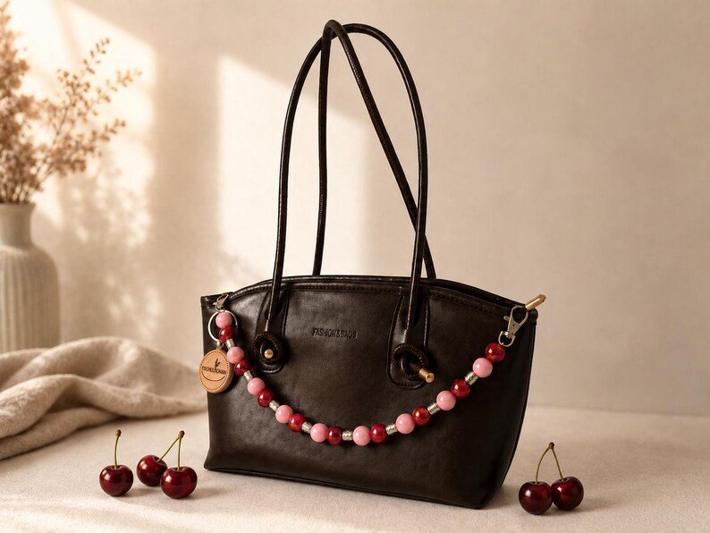 CherryLove Pink Taschenkette Bunt - Handgemachter Geschenkidee für Frauen & Mädchen – Bild 6