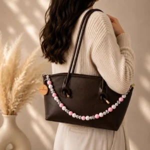 Cotton Candy Glam Pinke Perlen Taschenkette – Handmade Bag Chain im Y2K Aesthetic - Geschenk für Sie