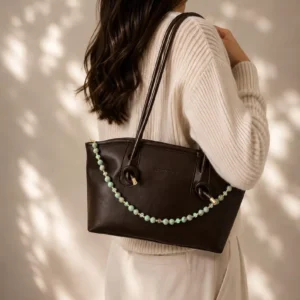 Mint Aura – Luxus Perlen‑Taschenkette in Mint Grün, elegantes handgemachtes Geschenk für Frauen