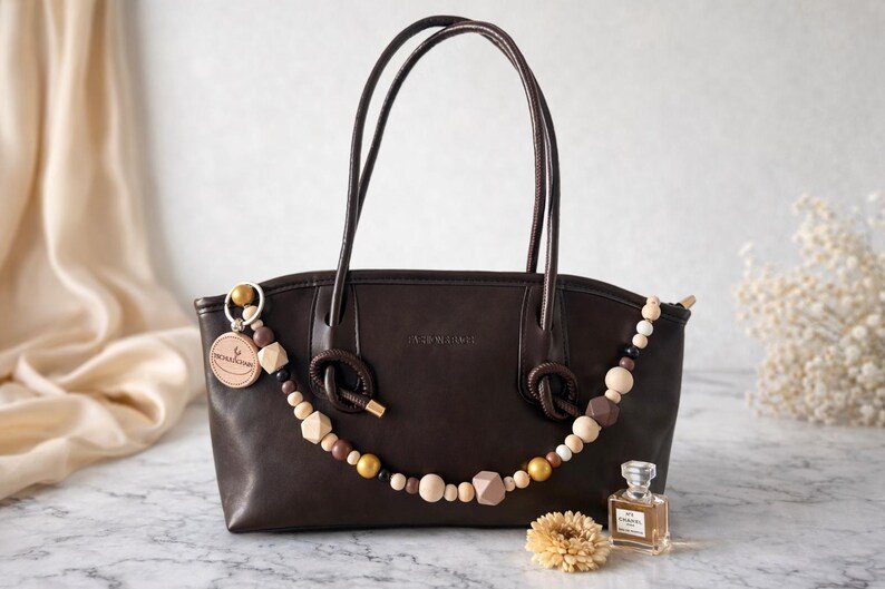 Oak & Earth Natürliche Holzperlen Taschenkette – Boho Bag Chain- Handmade Geschenkidee für Frauen – Bild 6