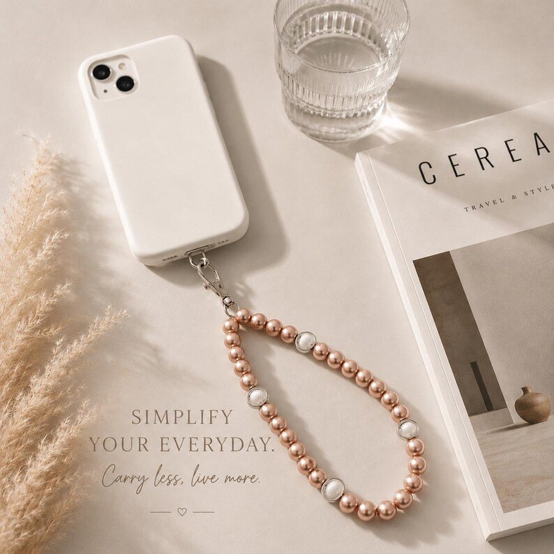 Rosy Perlen Handykette – Eleganter Pearl Phone Charm - Feminines Aesthetic Handyband - Geschenk für Frauen – Bild 5