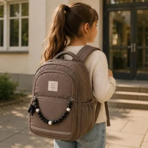Secure Black Kinder Schulranzen Sicherheitskette – Safety Backpack Charm mit Pfeife & LED‑Taschenlampe, Notfall‑Anhänger für den Schulweg