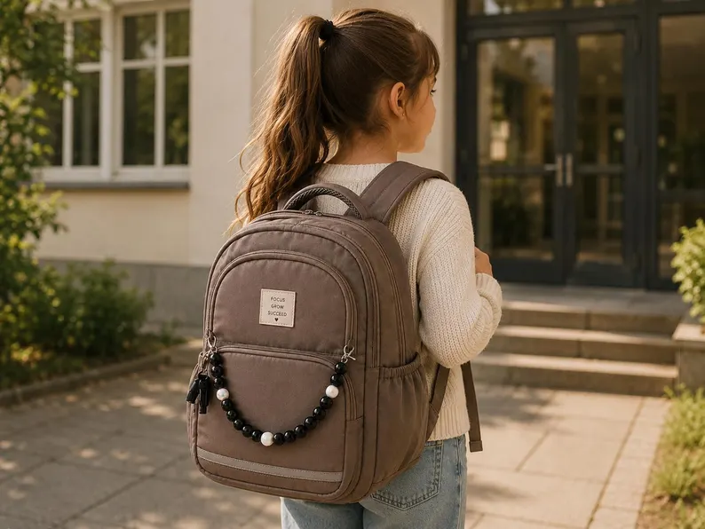 Secure Black Kinder Schulranzen Sicherheitskette – Safety Backpack Charm mit Pfeife & LED‑Taschenlampe, Notfall‑Anhänger für den Schulweg