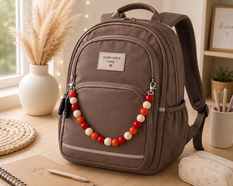 SecureRed Kinder Sicherheits‑Schulranzen Anhänger – Safety Backpack Charm mit Pfeife & LED‑Taschenlampe, Notfall‑Kette für den Schulweg – Bild 2