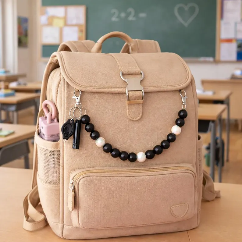 Secure Black Kinder Schulranzen Sicherheitskette – Safety Backpack Charm mit Pfeife & LED‑Taschenlampe, Notfall‑Anhänger für den Schulweg – Bild 6