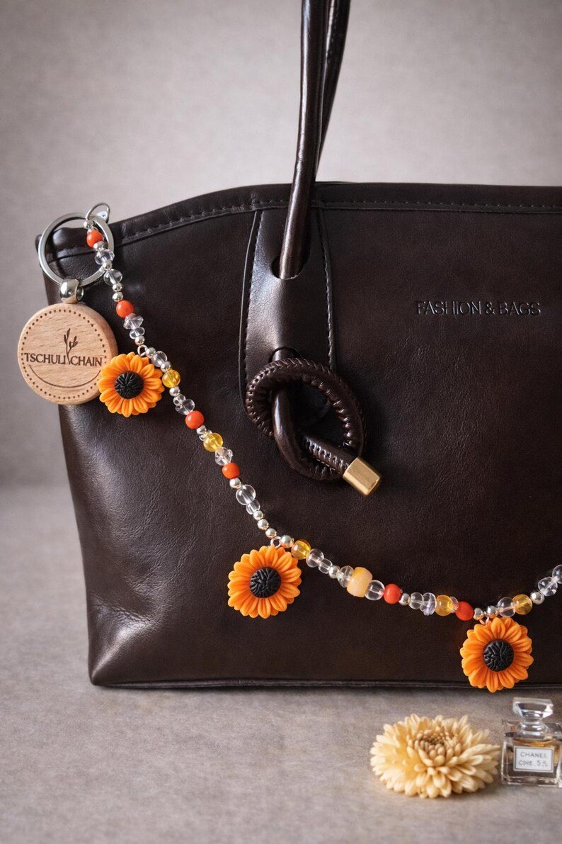 Sunflower Taschenkette mit Perlen, Sommer‑Accessoire - Handgemachtes Geschenk für Frauen – Bild 2