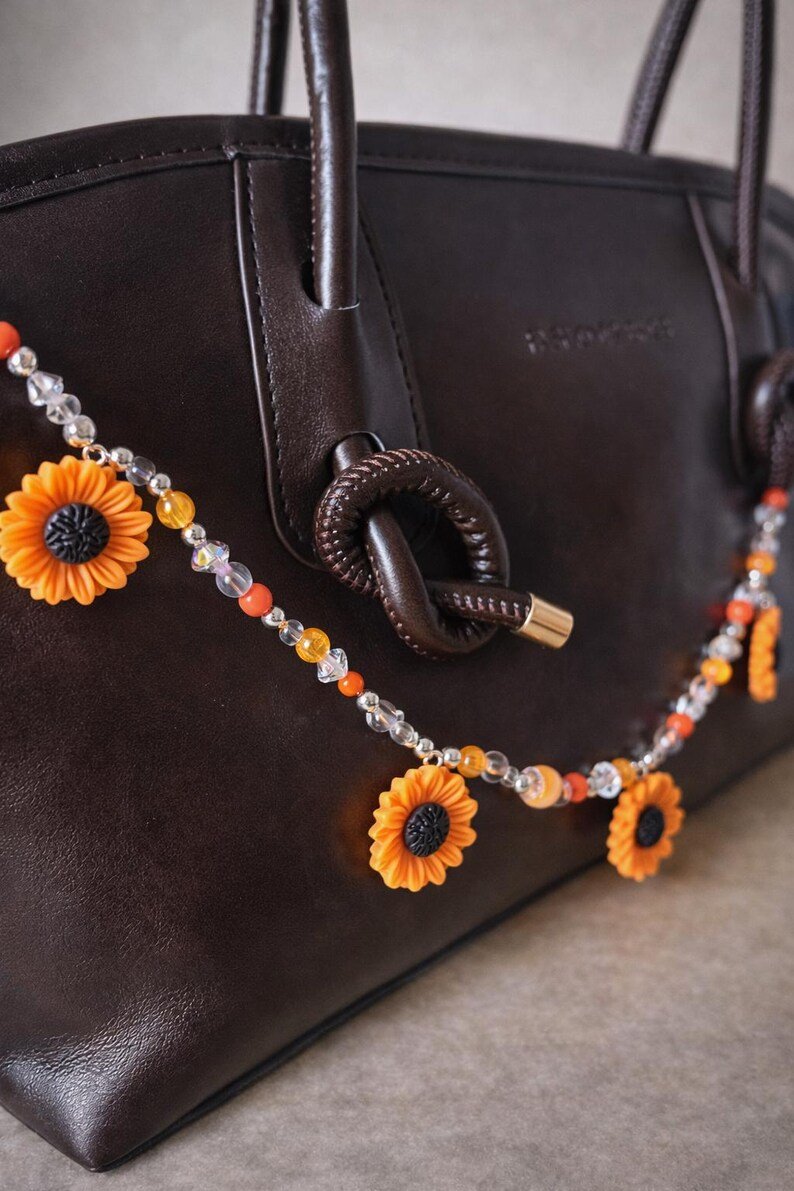 Sunflower Taschenkette mit Perlen, Sommer‑Accessoire - Handgemachtes Geschenk für Frauen – Bild 4
