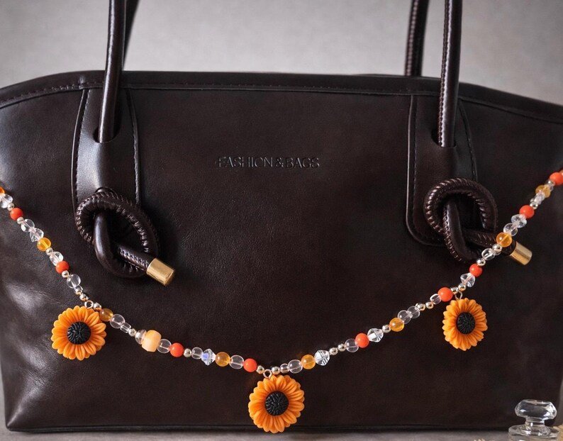 Sunflower Taschenkette mit Perlen, Sommer‑Accessoire - Handgemachtes Geschenk für Frauen – Bild 5