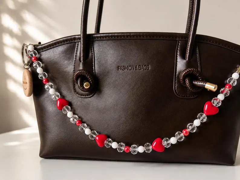 Sweet Love Rote Liebes Herz Taschenkette aus Perlen – Elegante & süßes Love‑Accessoire - Geschenkidee – Bild 4
