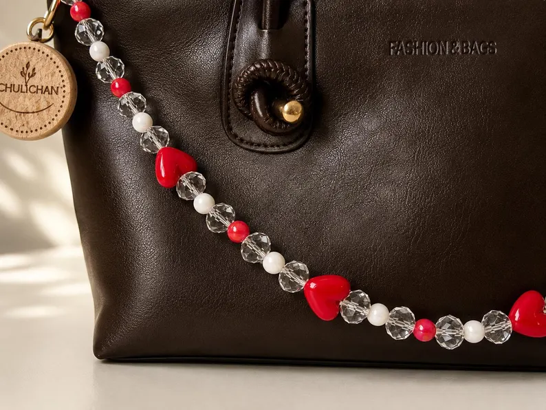 Sweet Love Rote Liebes Herz Taschenkette aus Perlen – Elegante & süßes Love‑Accessoire - Geschenkidee – Bild 5